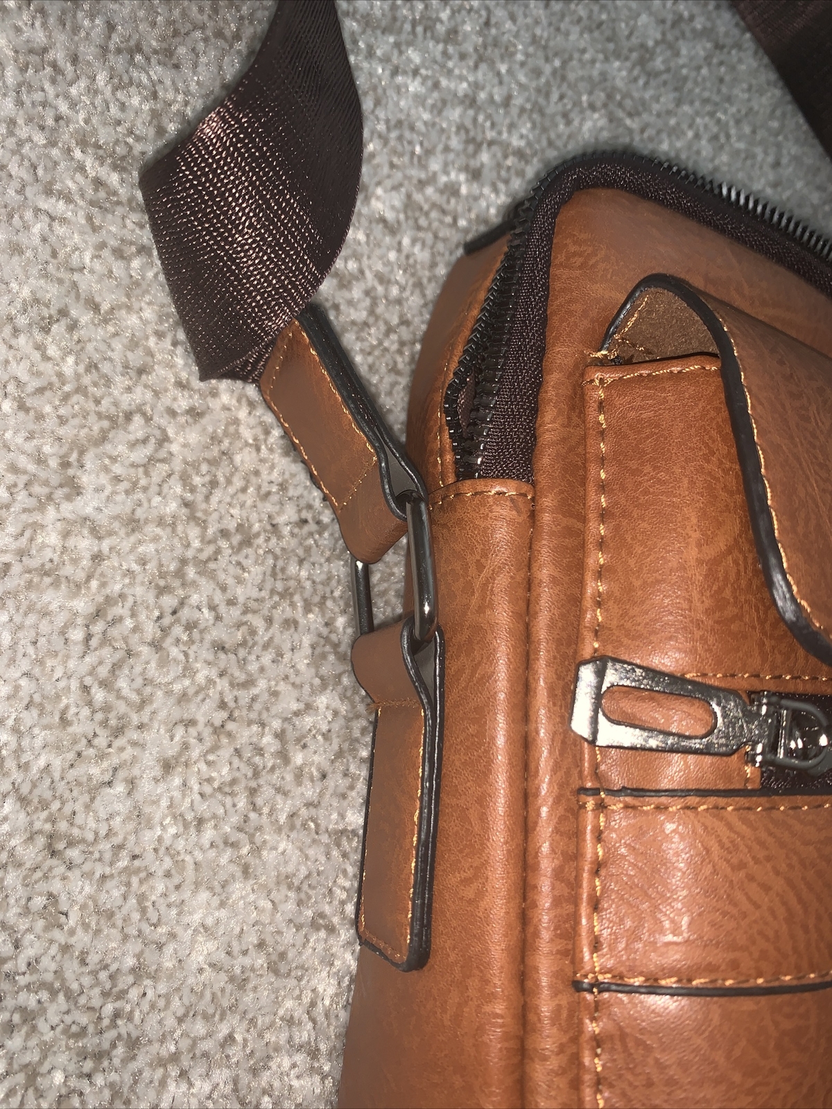 Men’s Leather Crossbody Shoulder Messenger Bag Brown NEW