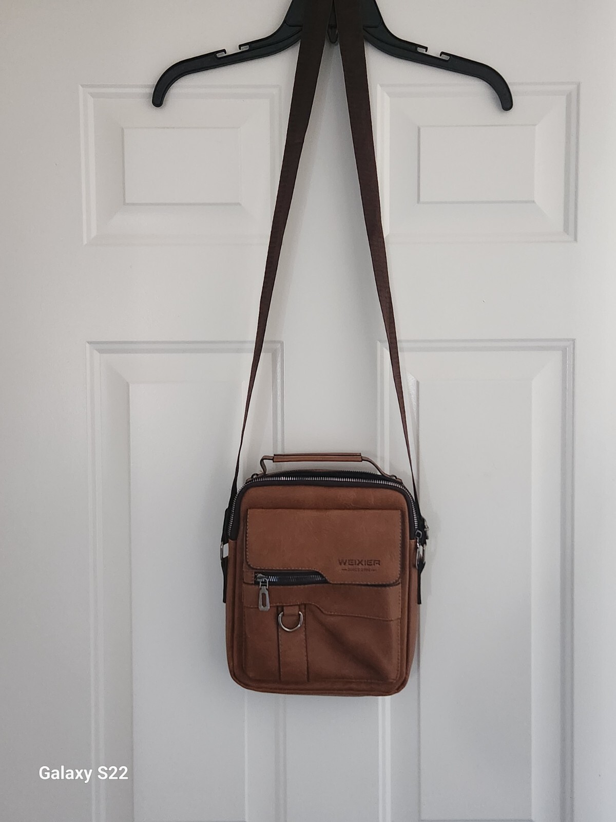 Weixier Messenger PU leather Business travel Mens crossbody Shoulder bag