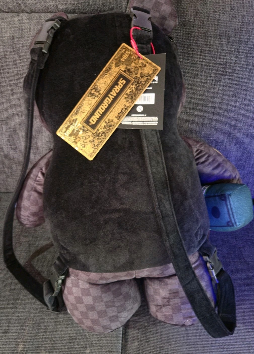 Sprayground Snakes On A Bag Moneybear Backpack🔥New Black Check Teddy Bear Bag