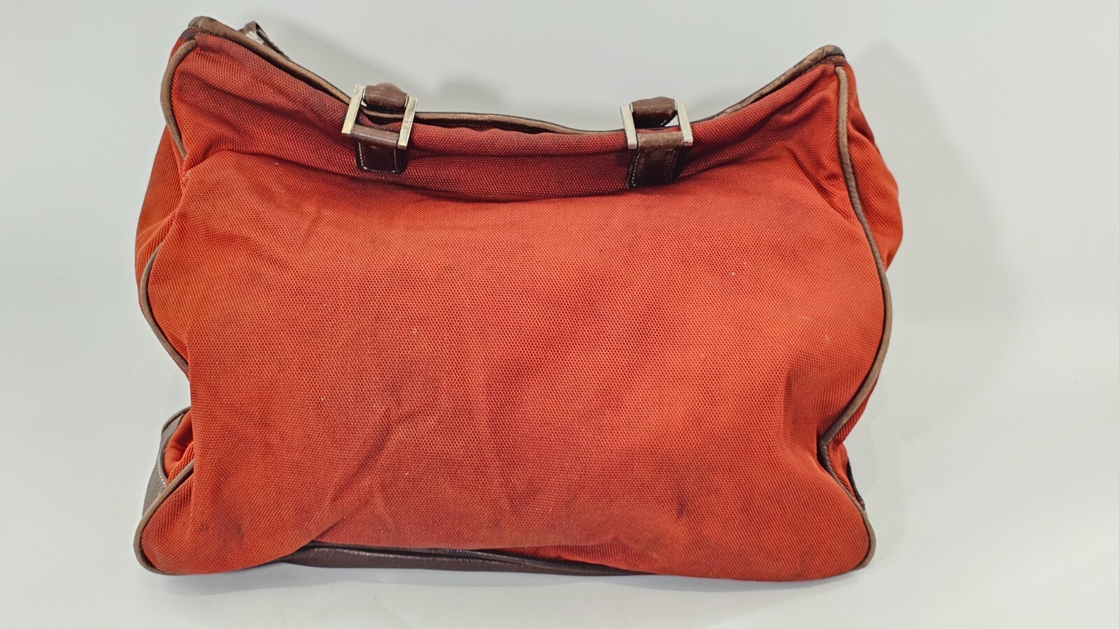 Cole Haan Mens Brown Leather Adjustable Strap Push Lock Messenger Bag/ Briefcase