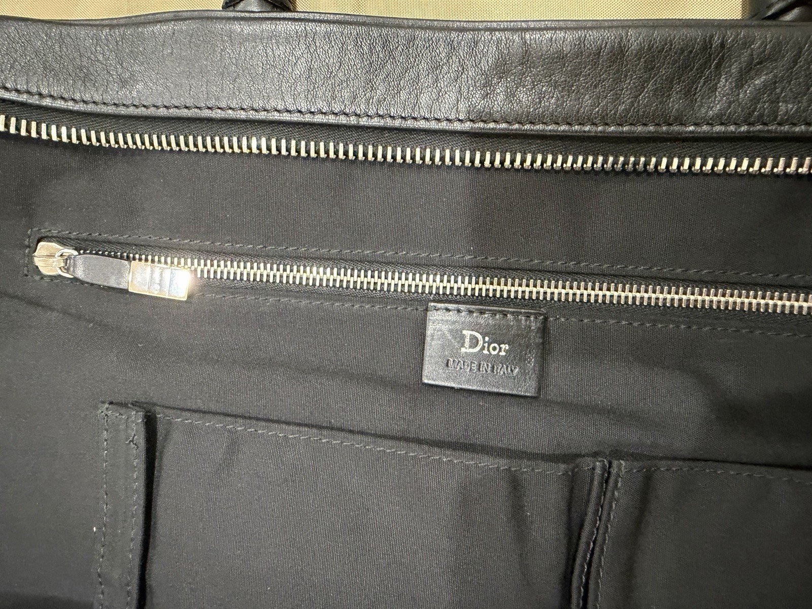 Dior Homme Pleated Black Lambskin Leather Top Handle