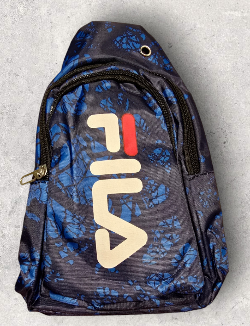 New FILA Blue Black Monogram Backpack Crossbody Bag Adjustable Strap Unisex