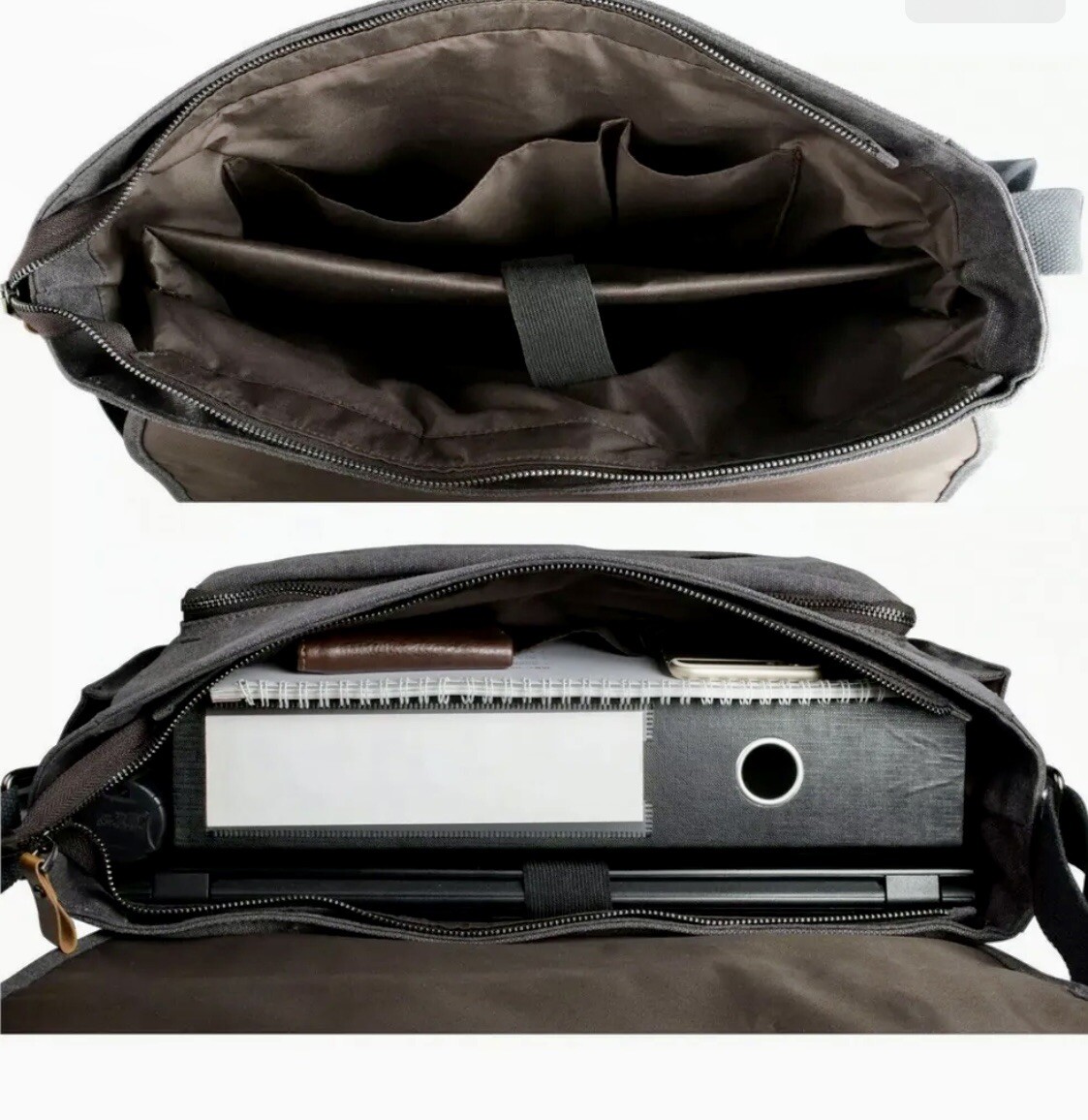 Estates Canvas Leather Laptop Messenger Bag 15.6-17.3in Water Resistant NWT