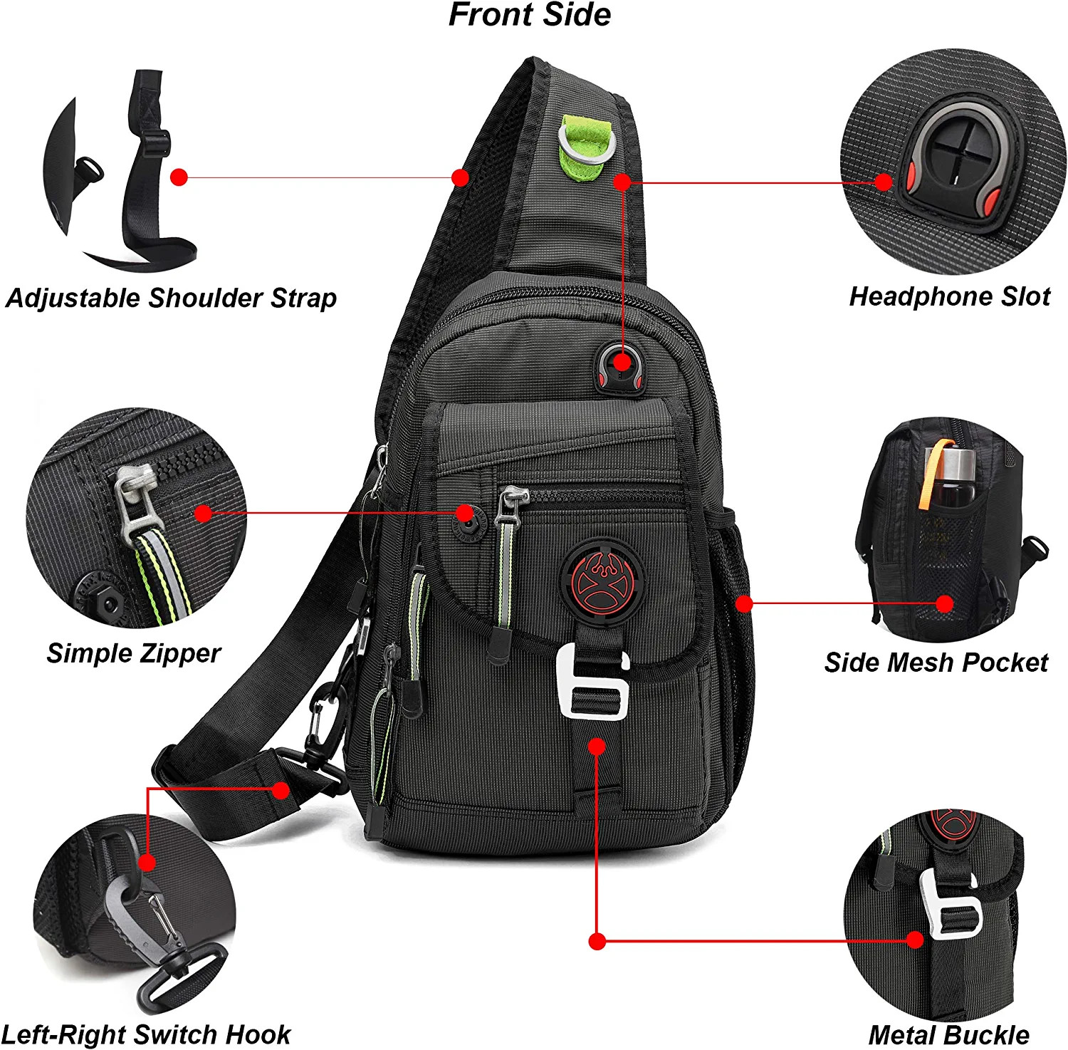 Sling Bag Chest Shoulder Backpack Crossbody Bags for Ipad Tablet Outdoor Hiking
