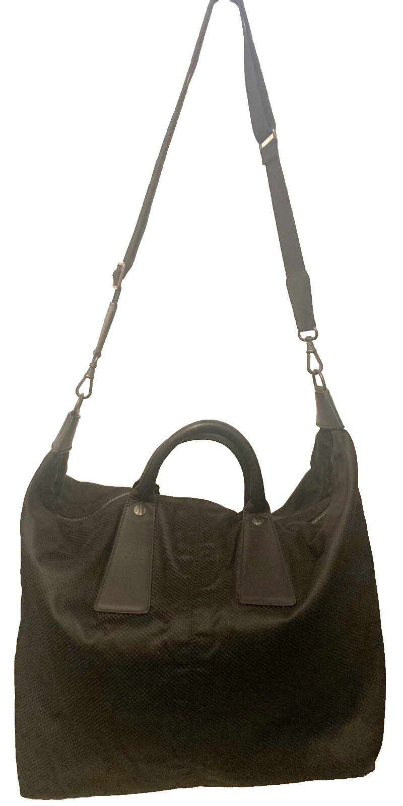 BREIL Milano Italy Nylon &Leather Trim Weekender Duffel Travel Bag Black 18″x24″