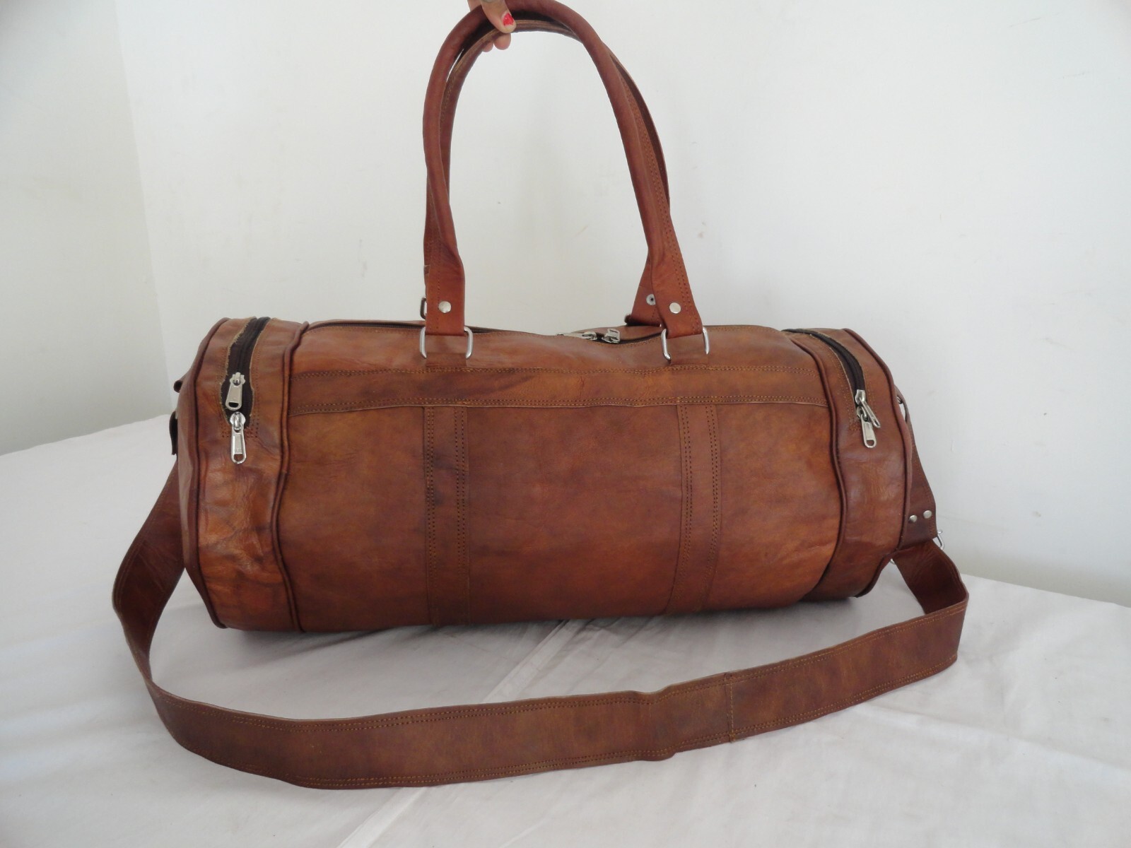 24 in Leather Duffle Bag Holdalls Travel Luggage Handbags Duffel Shoulder Bags