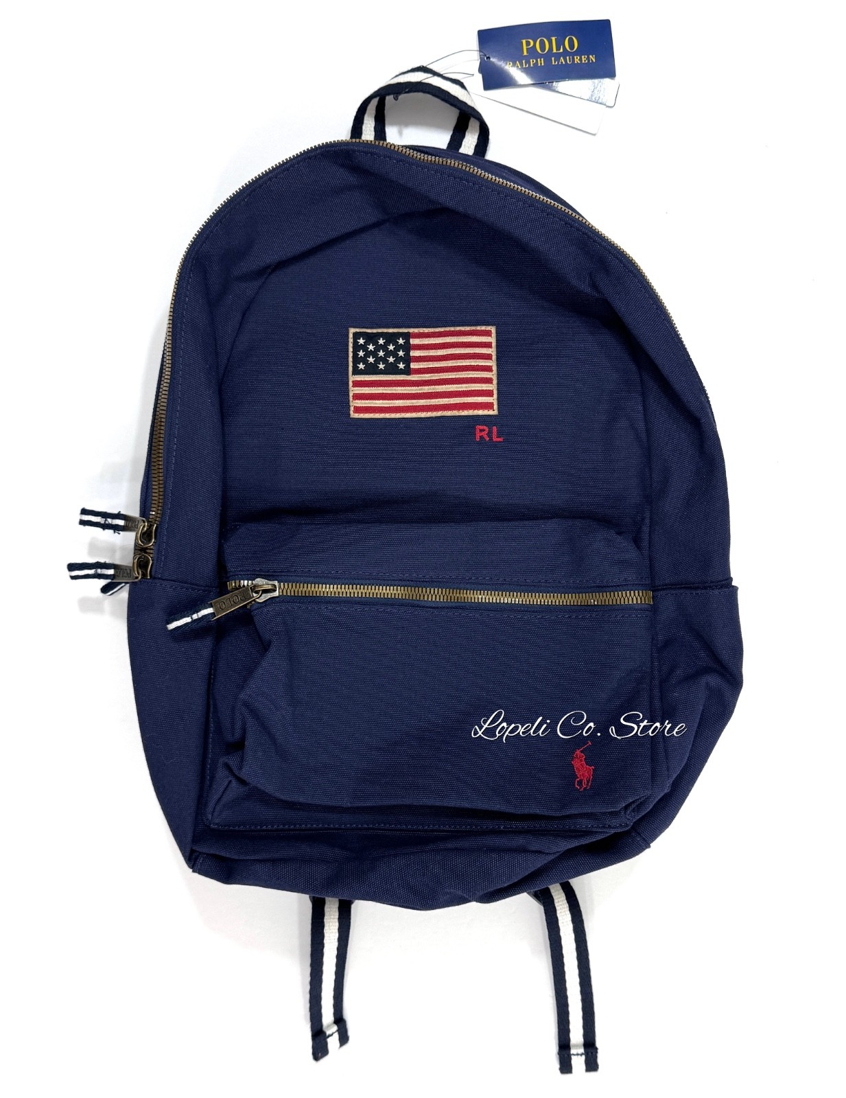 Polo Ralph Lauren USA Flag Backpack Newport Navy Nylon Adult Size