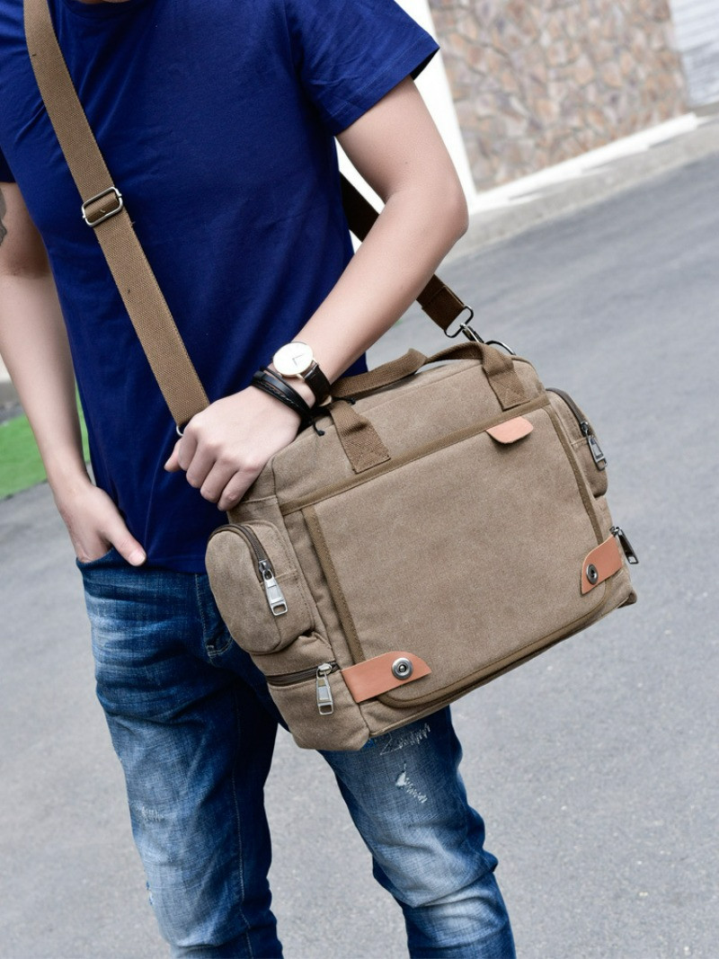 Men’s Crossbody Bag Canvas Shoulder Bag Travel Handbag Leisure Shoulder Bag