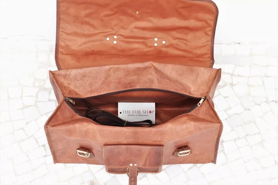 Men’s Spacious Weekender Leather Travel Luggage Gym Genuine Duffel Bag 28″