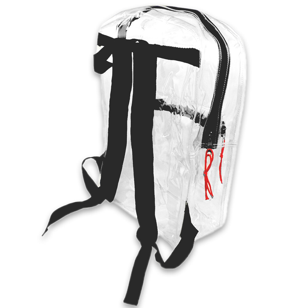 Transparent Clear Security Backpack Knapsack School College Bag with BLACK Trim