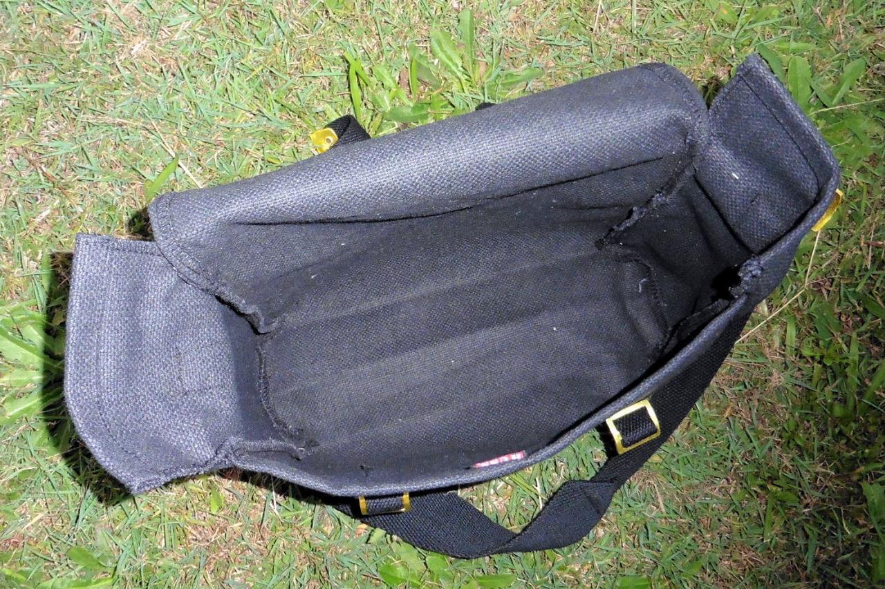 Canvas Shoulder Bag Biker Motorcycle Messenger Web Haversack Small 26x25x8cm Blk