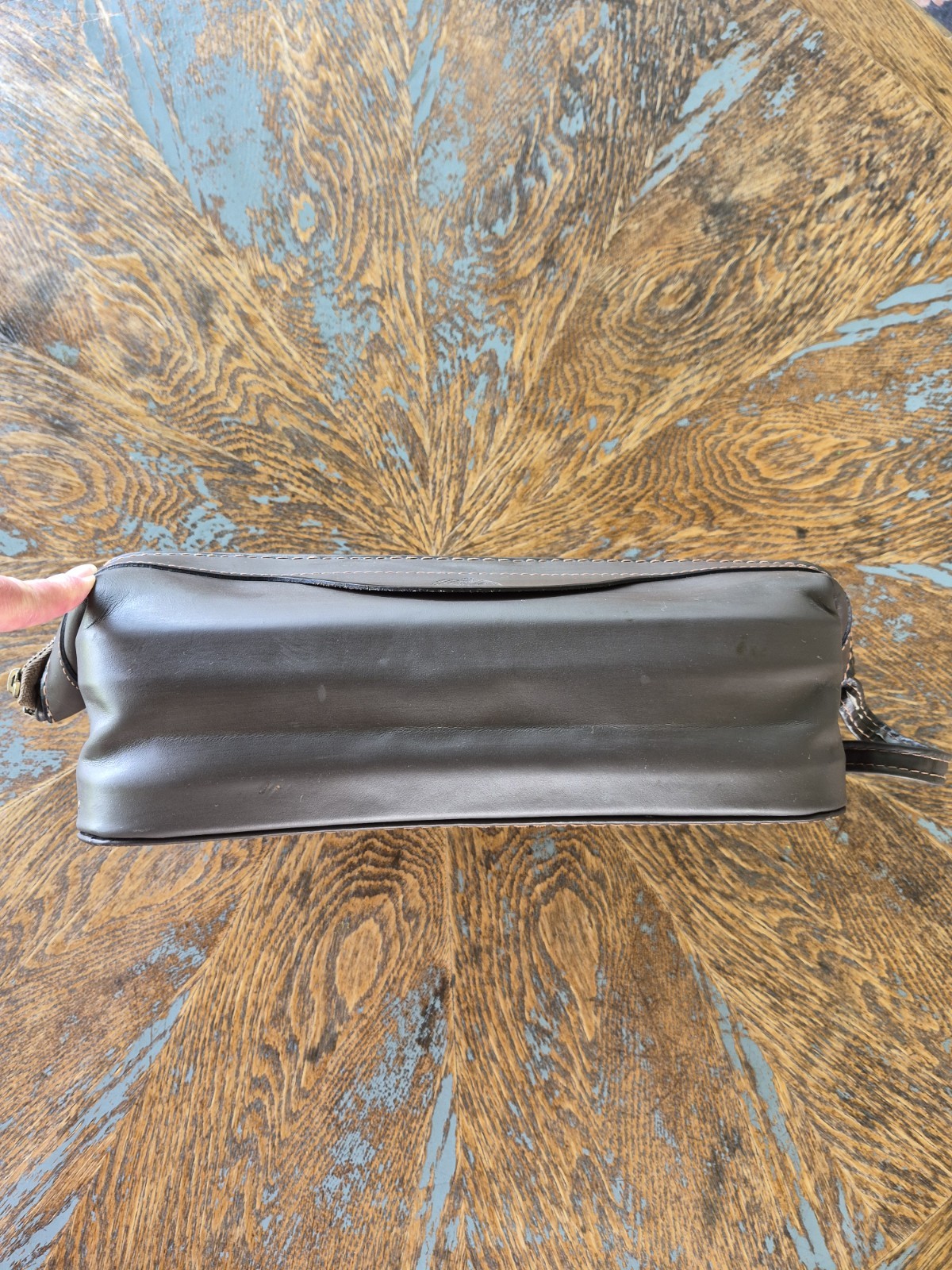Vintage Buxton Leather Dopp Kit Dark Brown Shaving Toiletry Travel Bag