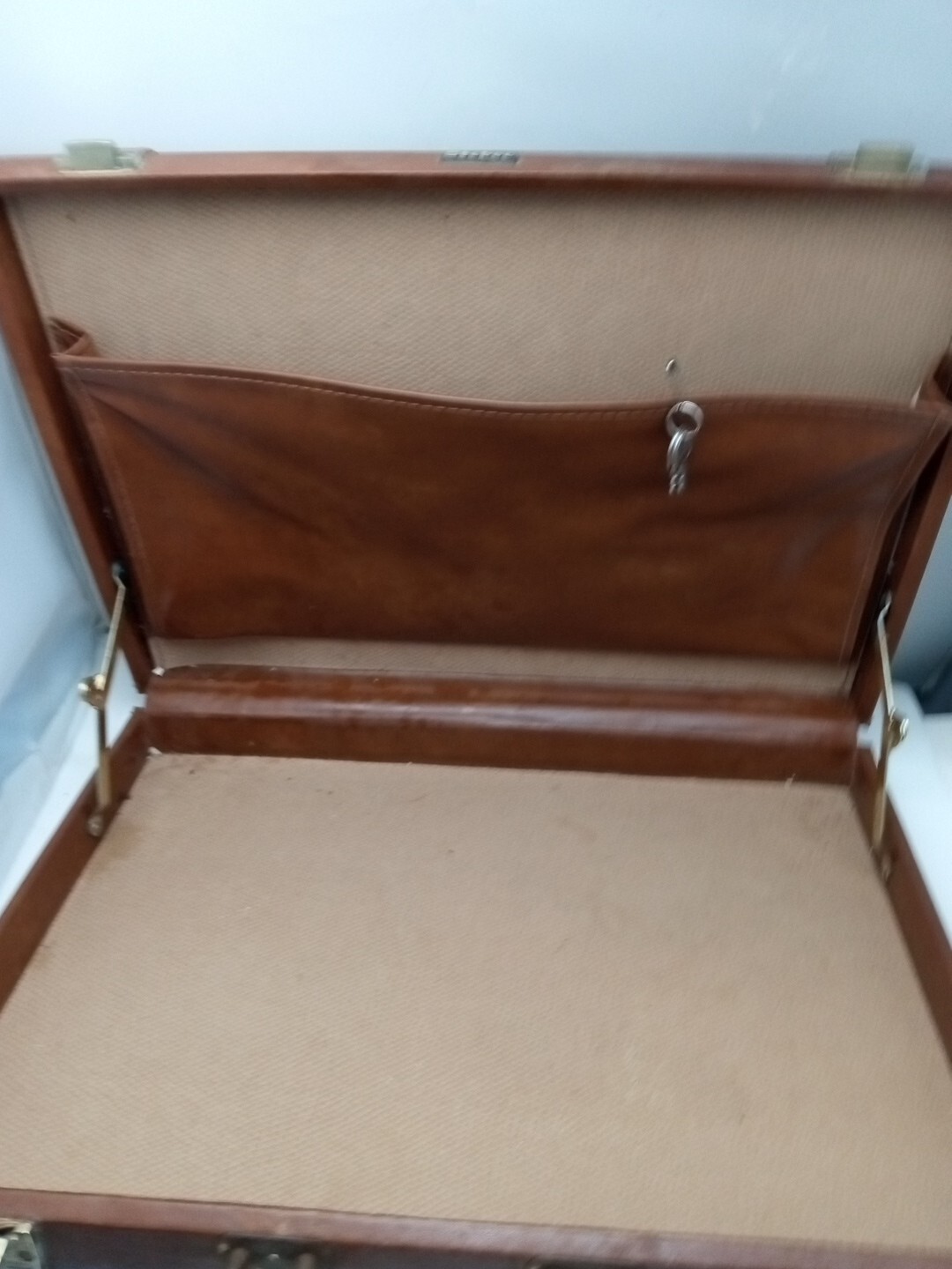 Vintage Stebco Business Briefcase Brown Leather Made In Spain Missing Handle