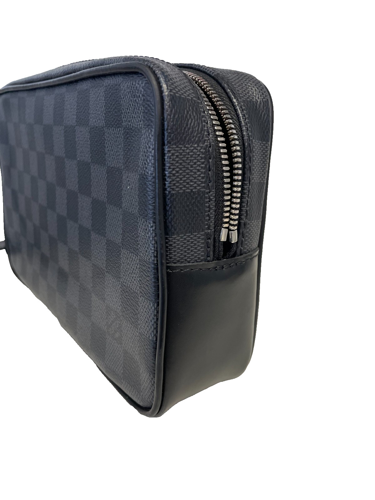 Authentic Louis Vuitton Pochette Kasai Clutch Damier Graphite Canvas Black W/BOX