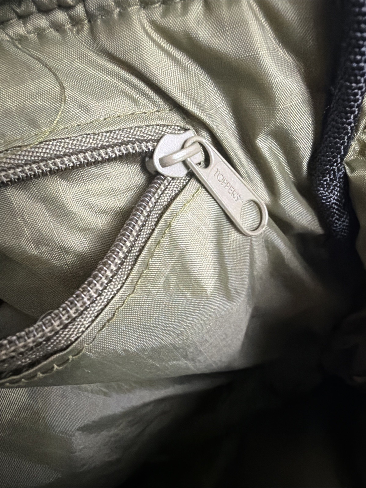 Toppers Brand Army green Polyester Sling Bag Hook Loop 13x11x5