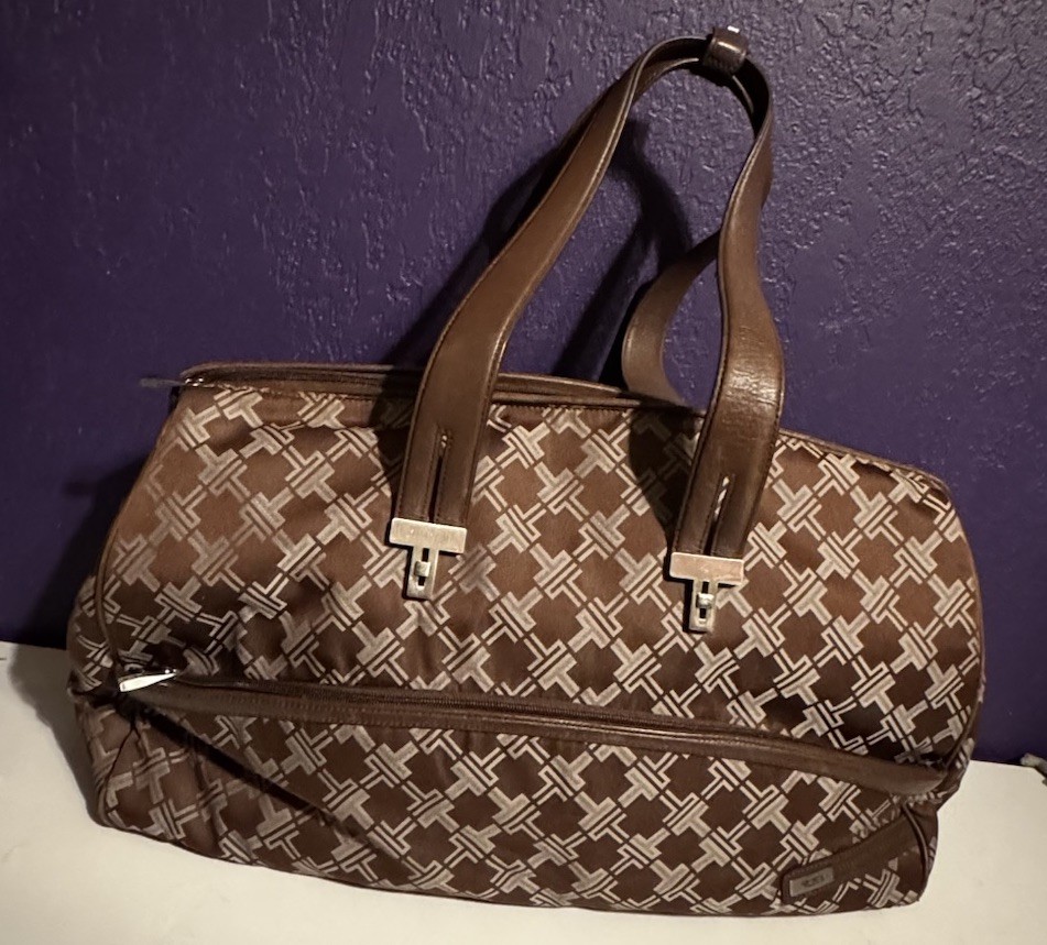 TUMI Signature Collection Logo Nylon Weekender Carry-On Duffle Travel Bag Brown