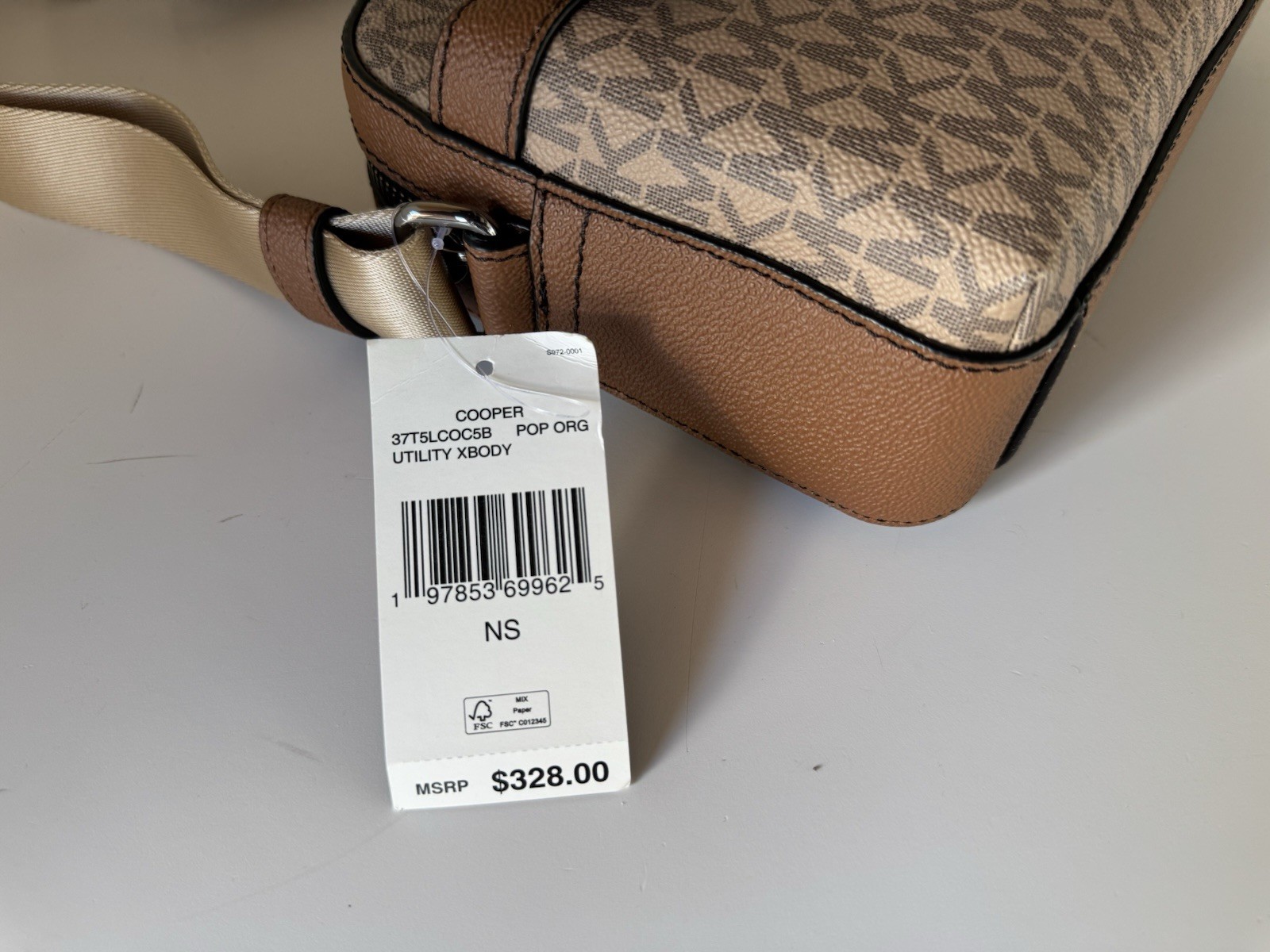 Michael Kors Cooper Utility Crossbody Flight Bag MK Brown/Pop Orange