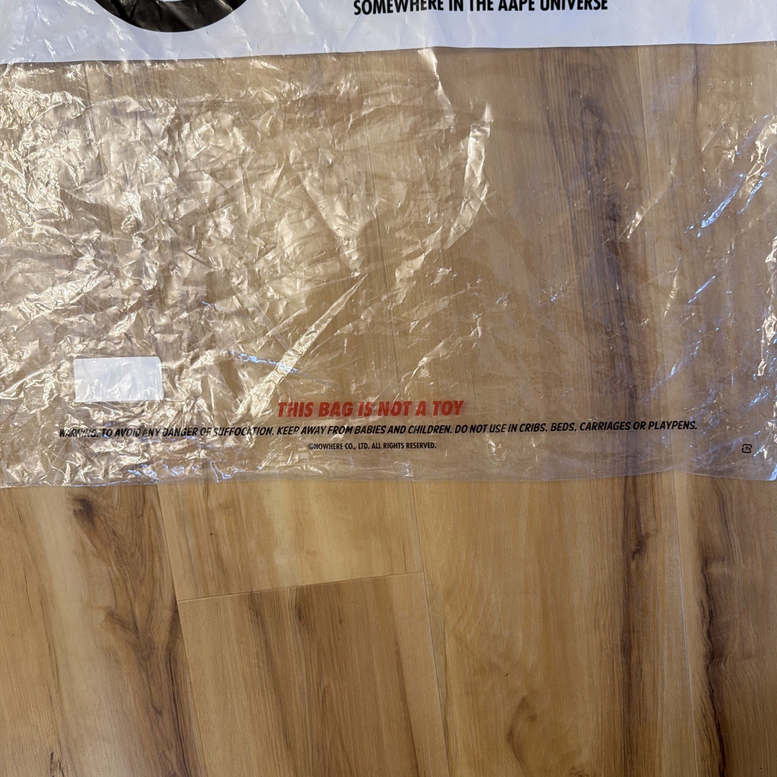 AAPE By A Bathing Ape Clear Plastic Shopping Garment Bag 24.5×17.5 Logo Zip Lock