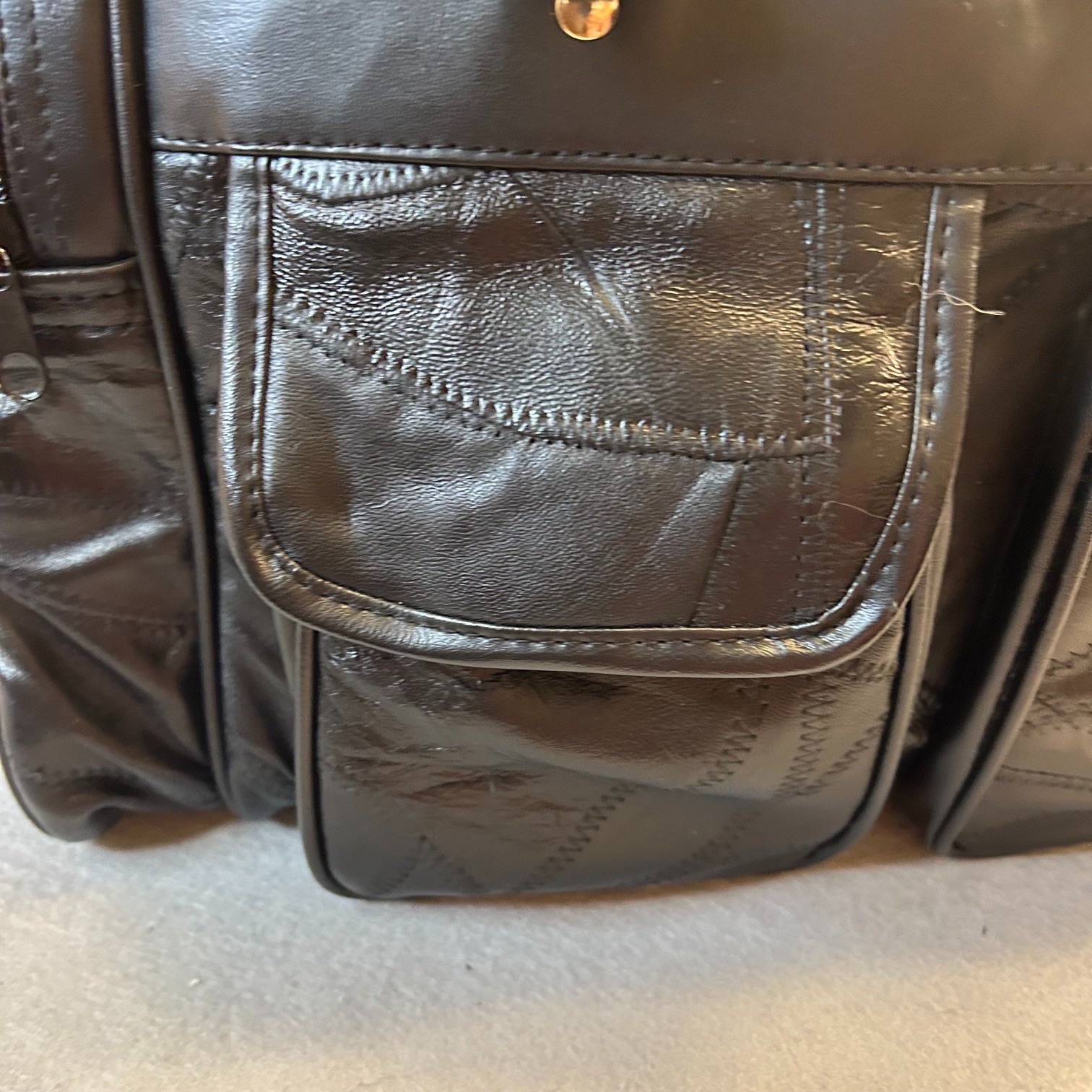 Vintage Genuine Leather Quilted Small Gym Weekender Travel Overnight Duffle Bag