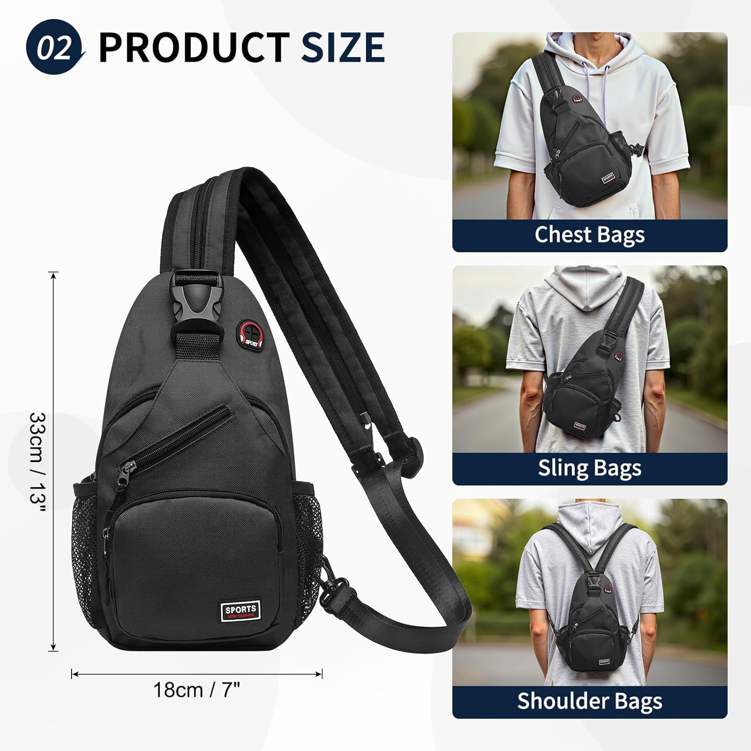 Men Backpack Molle Tactical Sling Chest Pack Shoulder Bag Outdoor Travel Hiking