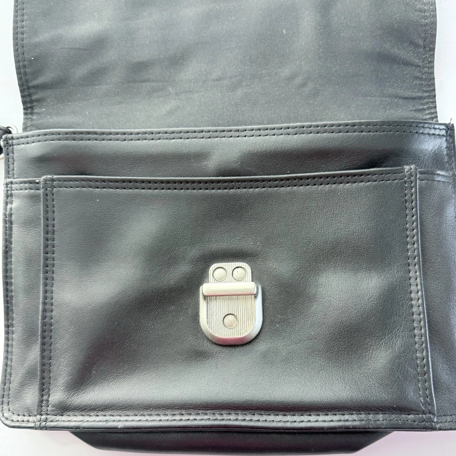 Vintage Studio Wilsons Leather Black Men’s Bag Wrist Strap Clutch Bag 8″ x 9”