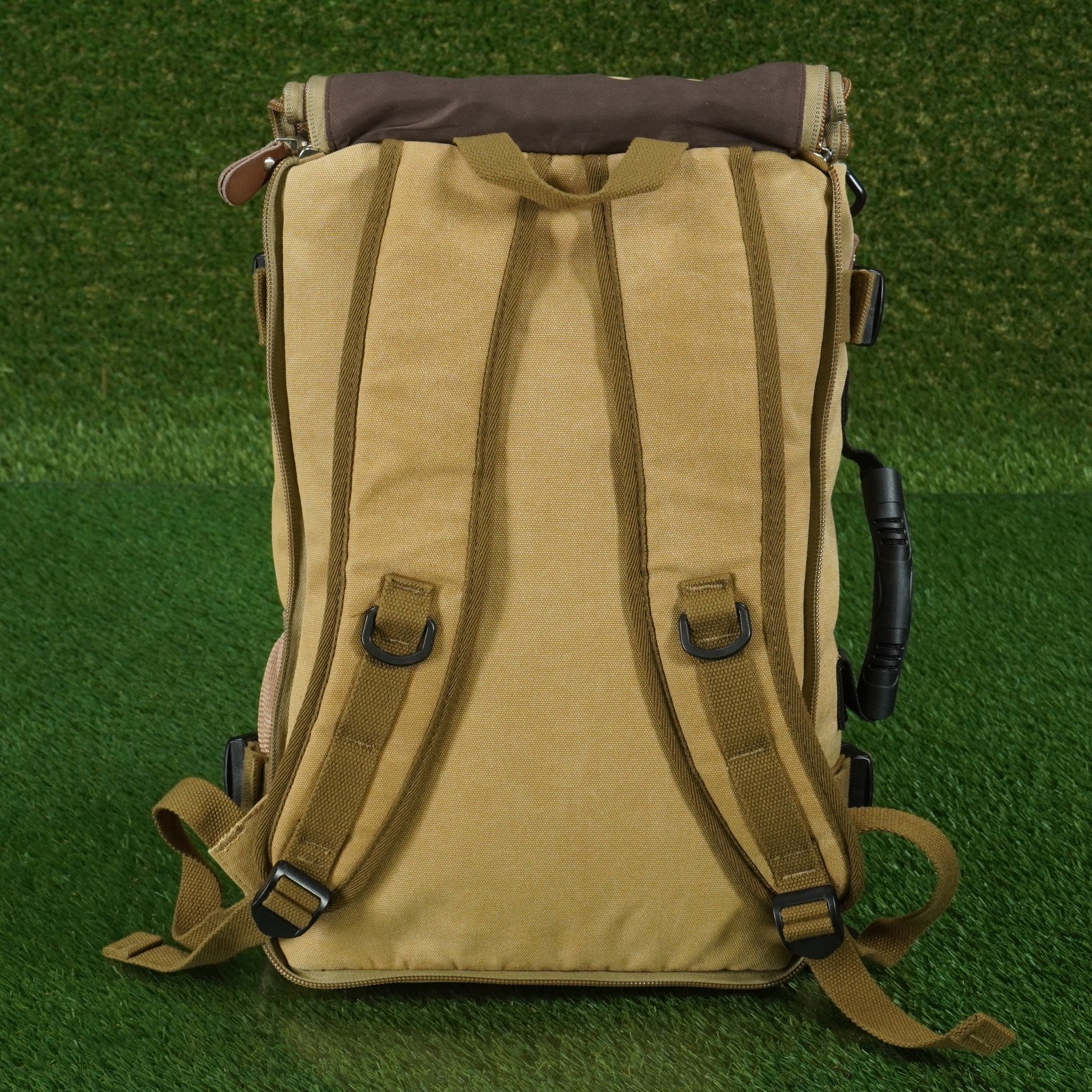 KAKA 2008 TRAVEL BAG BACKPACK LAPTOP BAG KAHKI BIEGE LEATHER, 19″ X 11.8″ X 7.1″