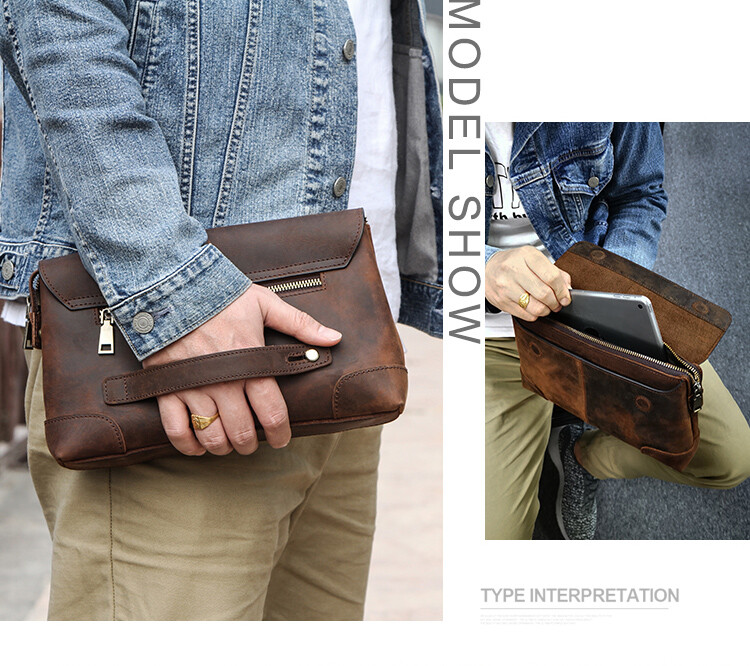 Men’s Leather Clutch Bag Wallet Cellphone 12 Card Holder Organizer Gifts