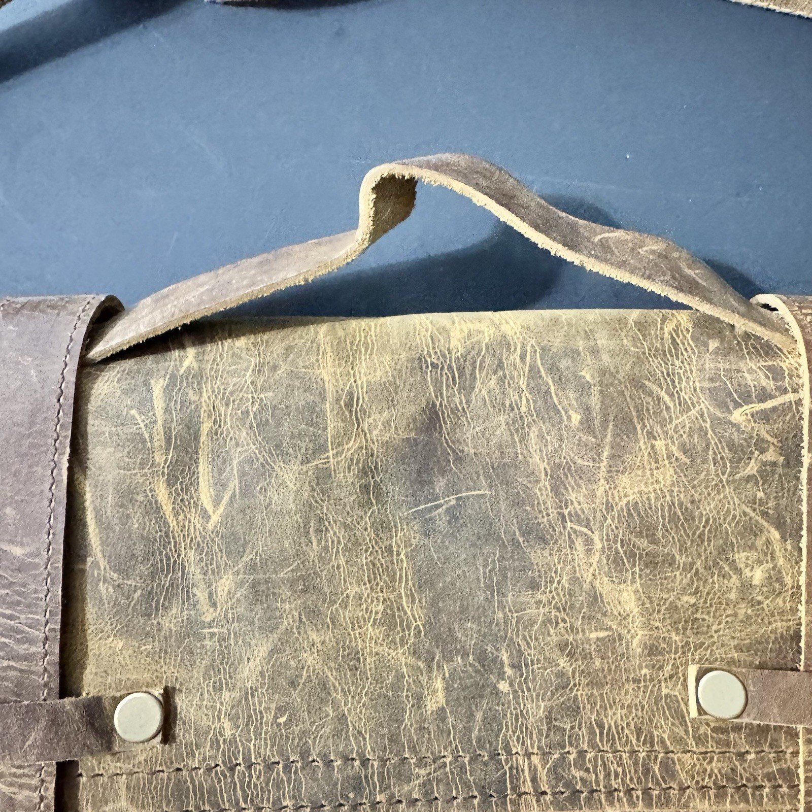 Sugarboo & Co Brown Leather & Canvas Messenger or Laptop Bag w/ Adj Strap, Lined