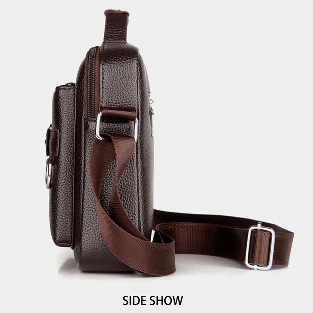 Men’s Business Handbag PU Leather Crossbody Bag Briefcase Shoulder Messenger Bag