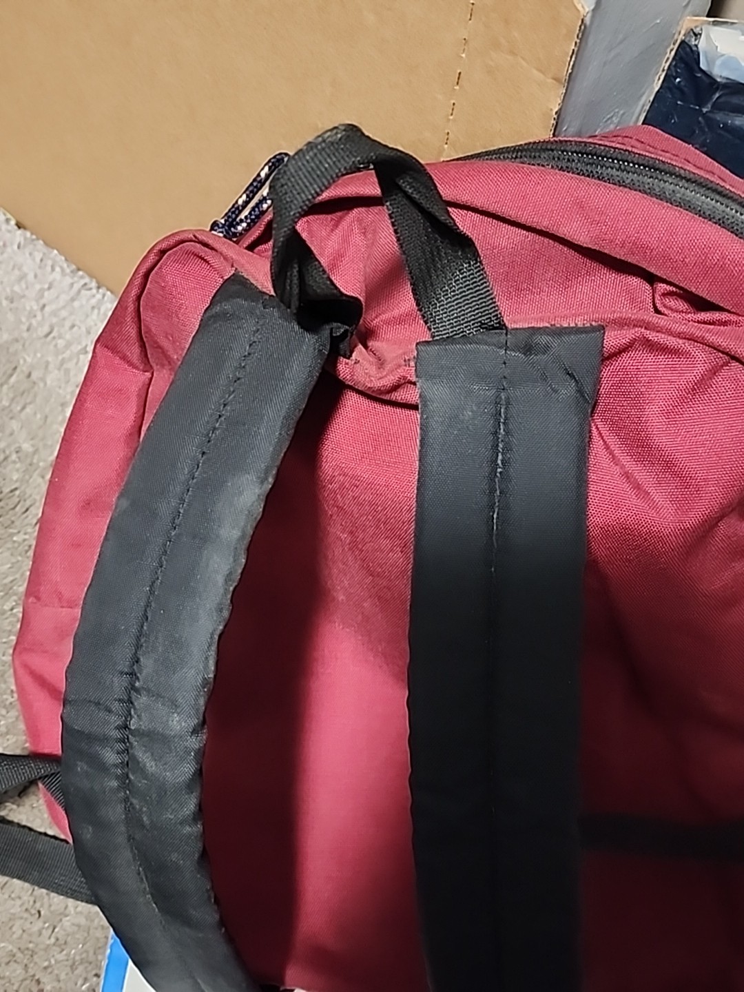 USED JanSport T501 (?) Superbreak Backpack – Red; 2 Openings; Canvas Bottom