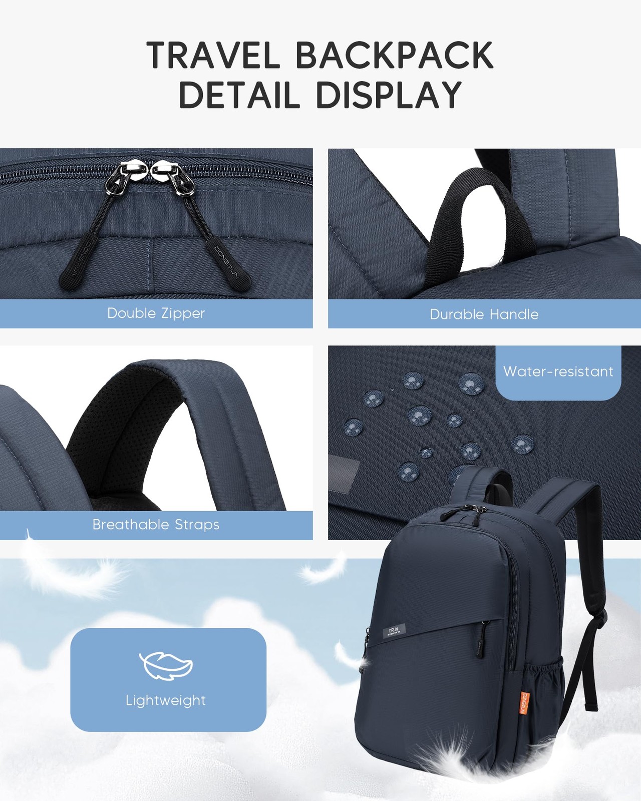40x30x15cm Personal Item Bag Travel Backpack Carry On Flight Approved with An