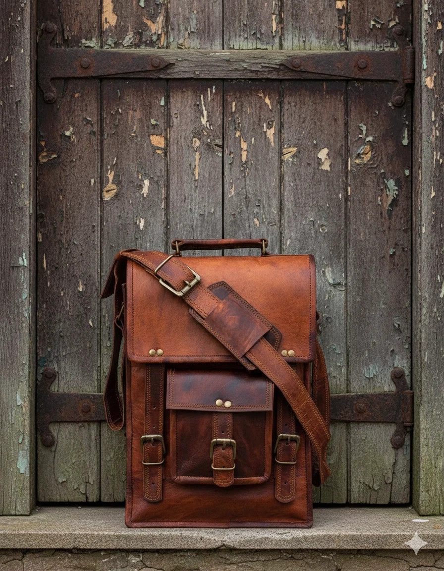 Explore Leather Shoulder Goat Brown Messenger Satchel Genuine New Vintage Men