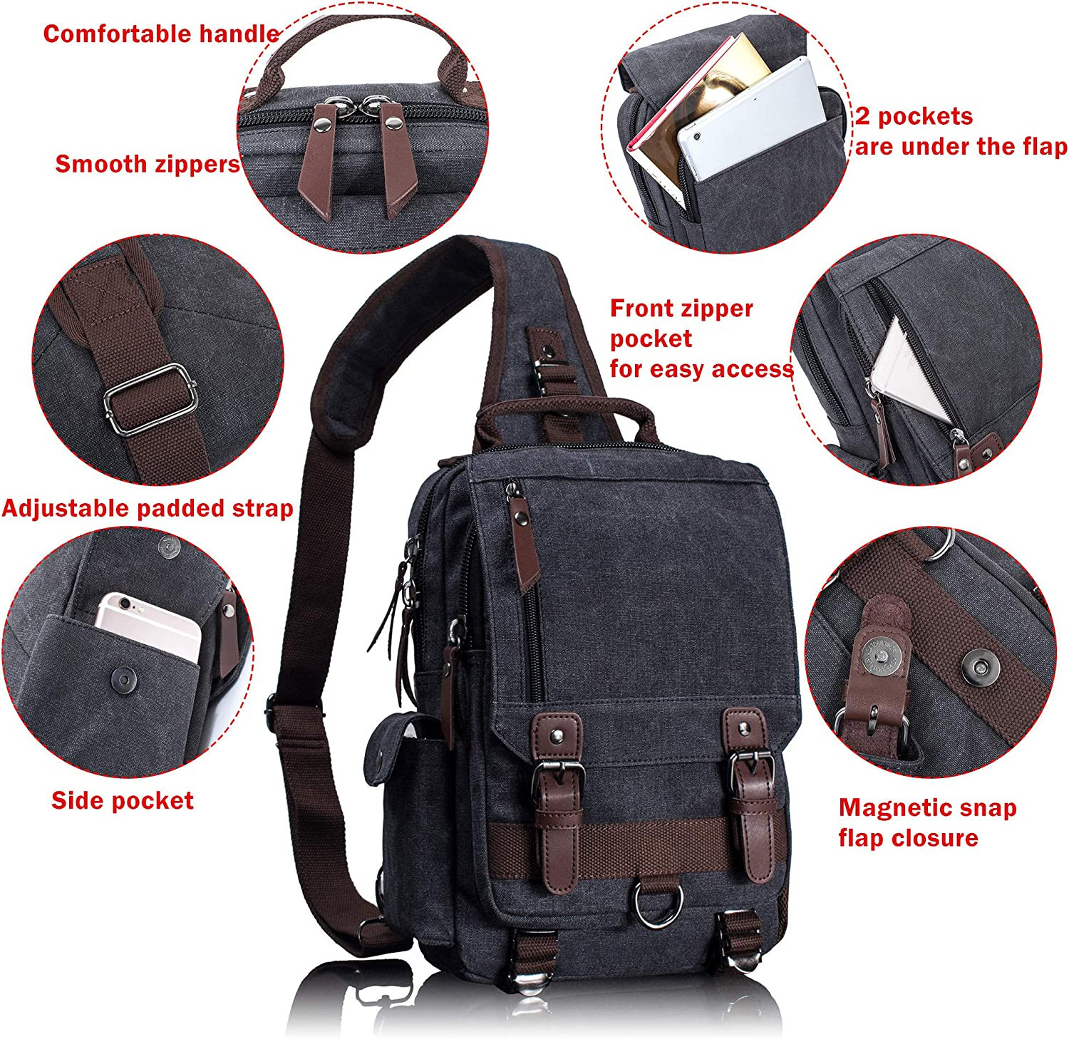 Retro Canvas Messenger Bag — Unisex Crossbody Shoulder Sling Bag for Travel, Wor