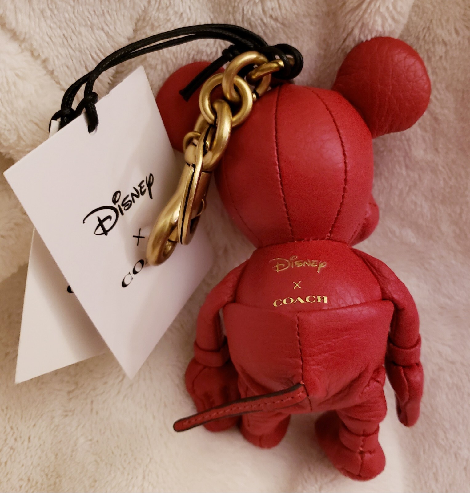 Disney X Coach Red Leather Mickey Mouse Collectible Bag Charm ~ Key Fob ~ NWT