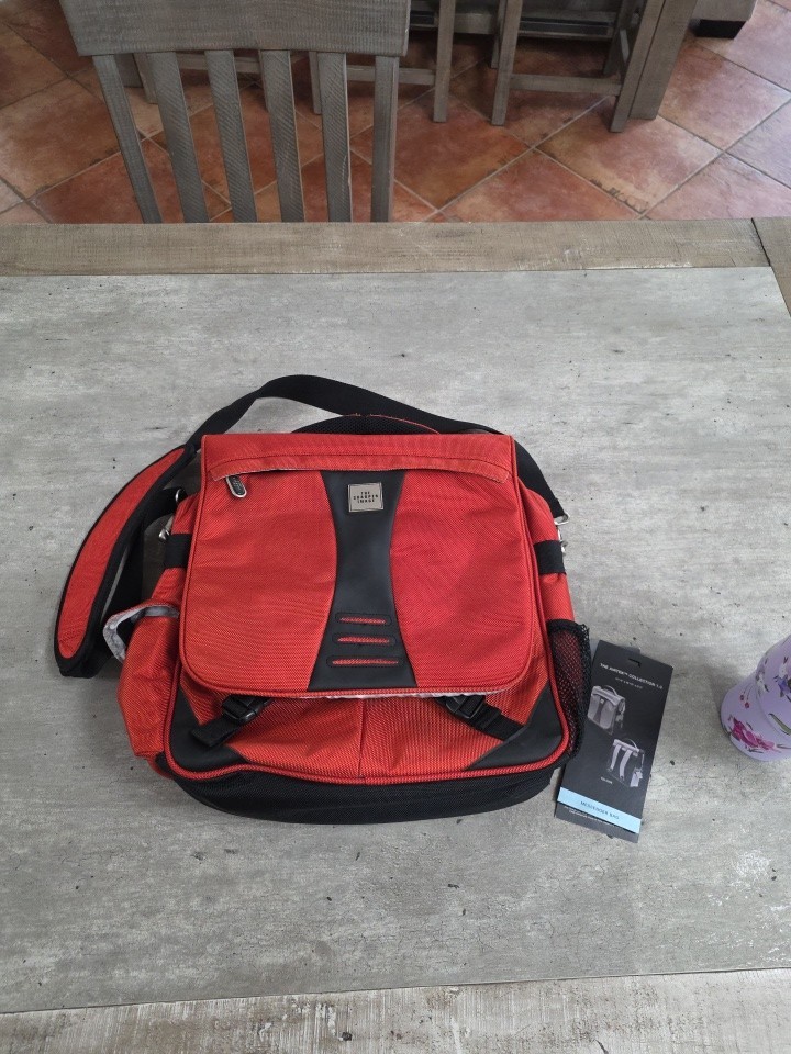 The Sharper Image Airtek Collection Orange LAPTOP Backpack Messenger Bag MSRP140