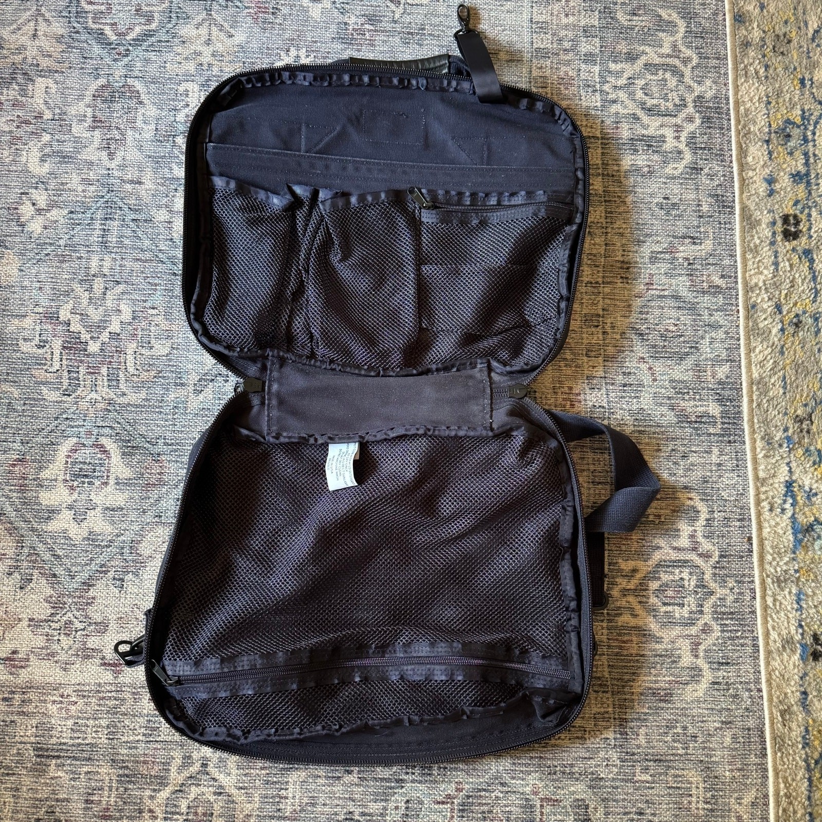 Lands End Navy Blue Cotton Duck Canvas Messenger Computer Bag 13x16x3 USA made