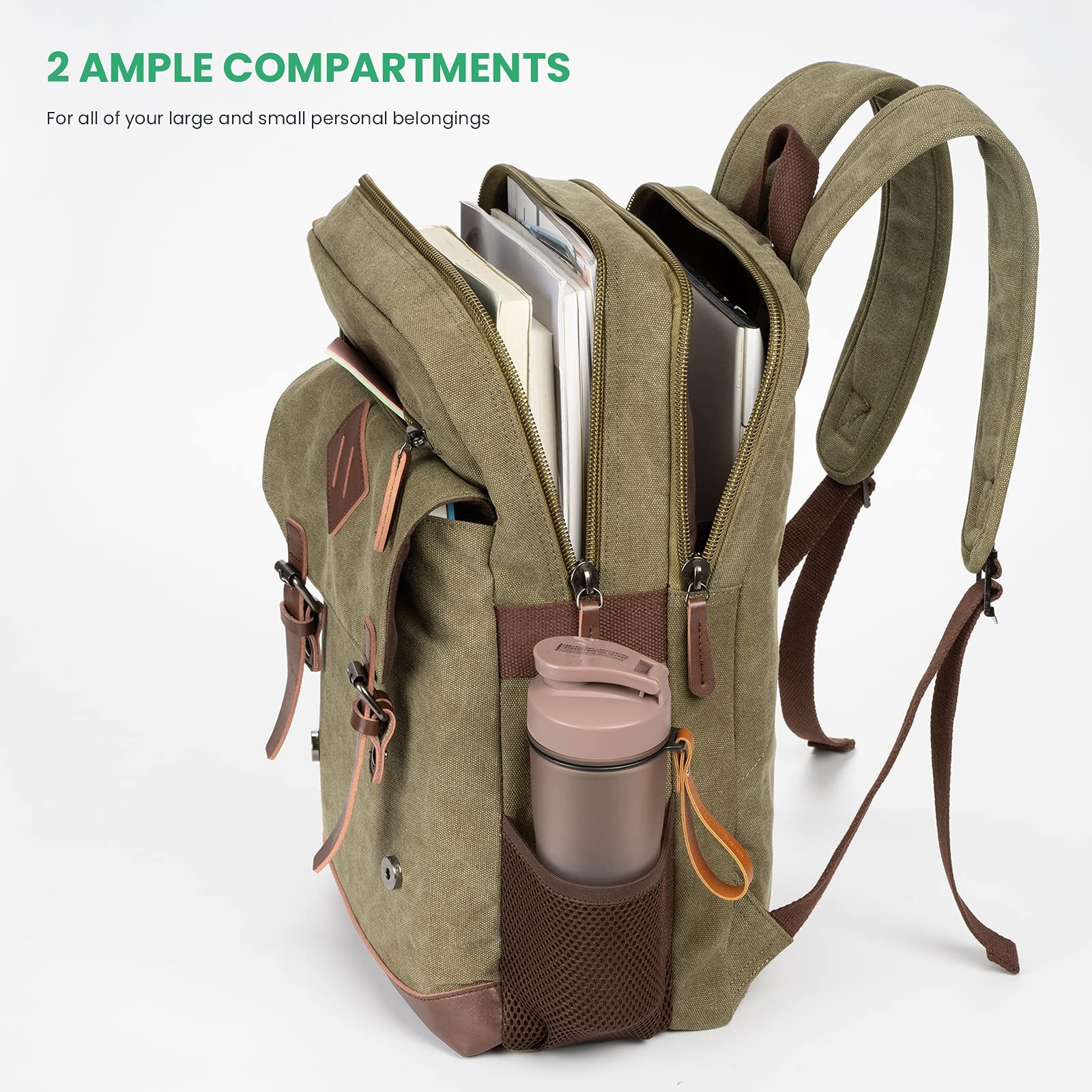 Eco-Friendly Vintage Backpack for Men , Canvas Bookpack Fits Most 15.6 Inches…