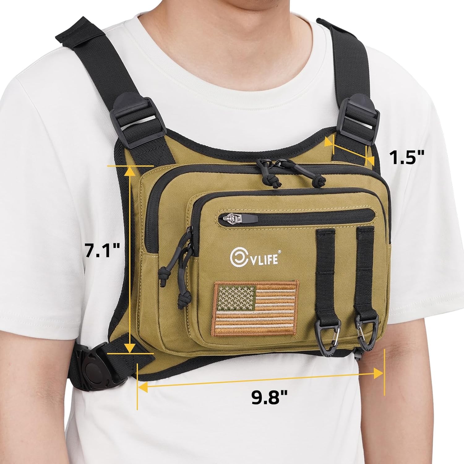 Tactical Combat Front Chest Rig Bag Hunting Protective Vest Pack +Pistol Holster