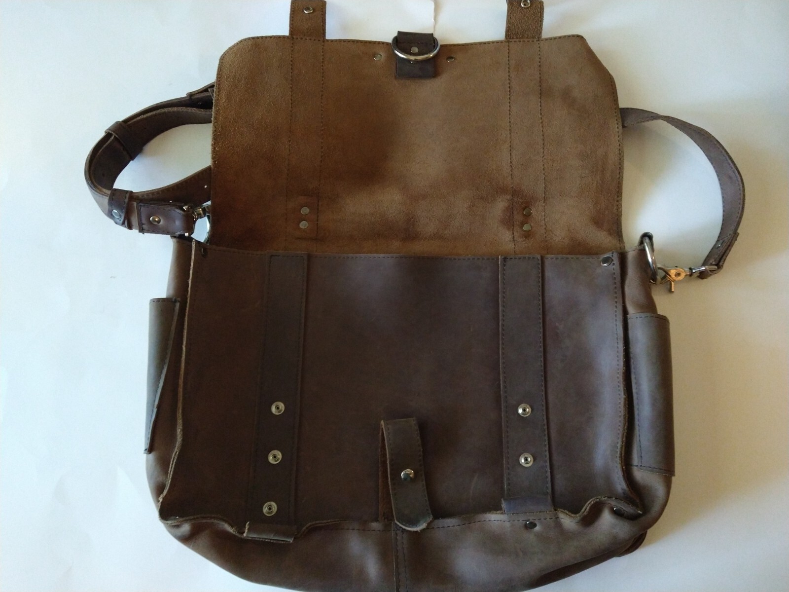 Copper River Co Brown Leather 19″ Harness Crossbody Messenger Bag Made In USA