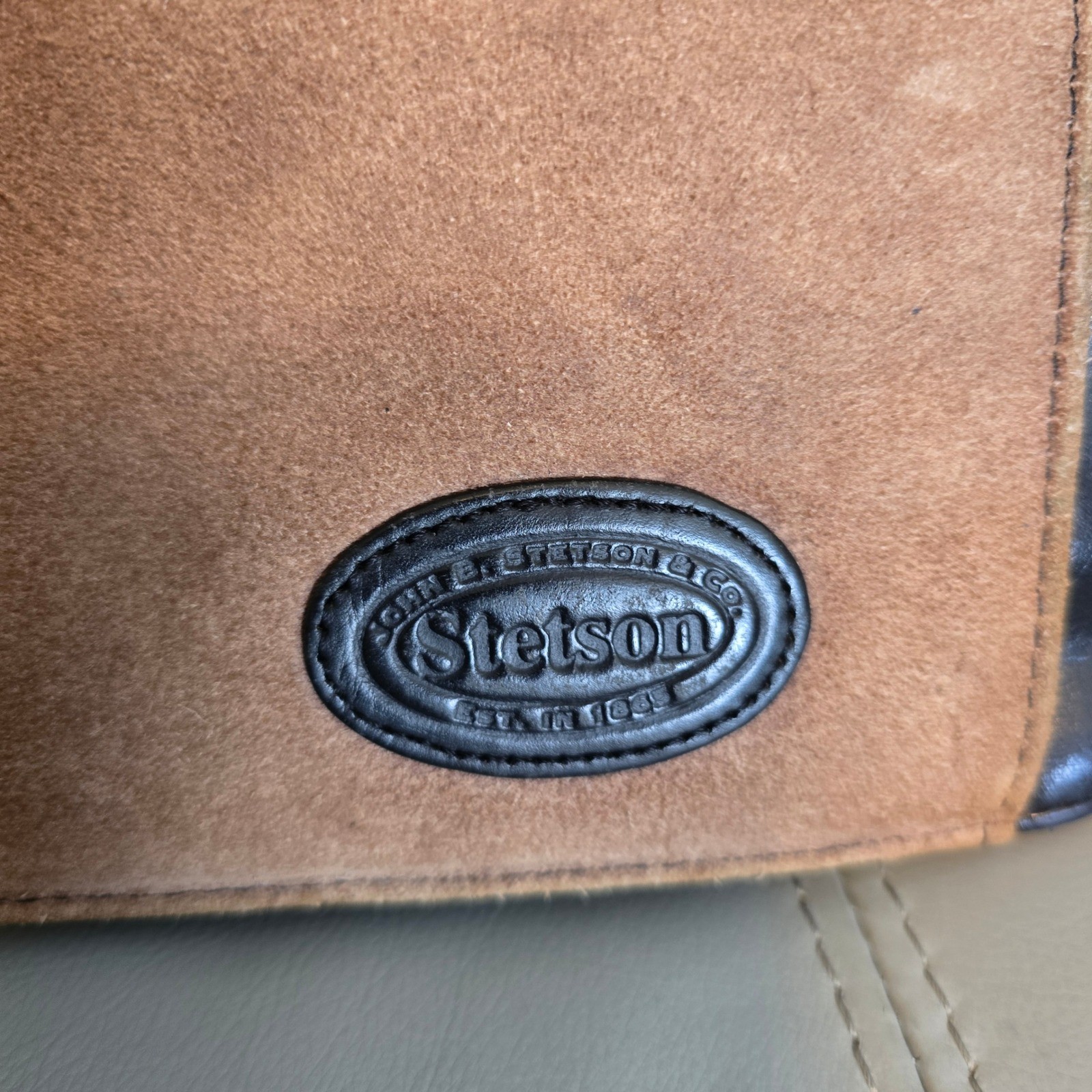 Stetson Mens Suede Leather Briefcase Tan Brown Laptop Messenger Bag Vintage