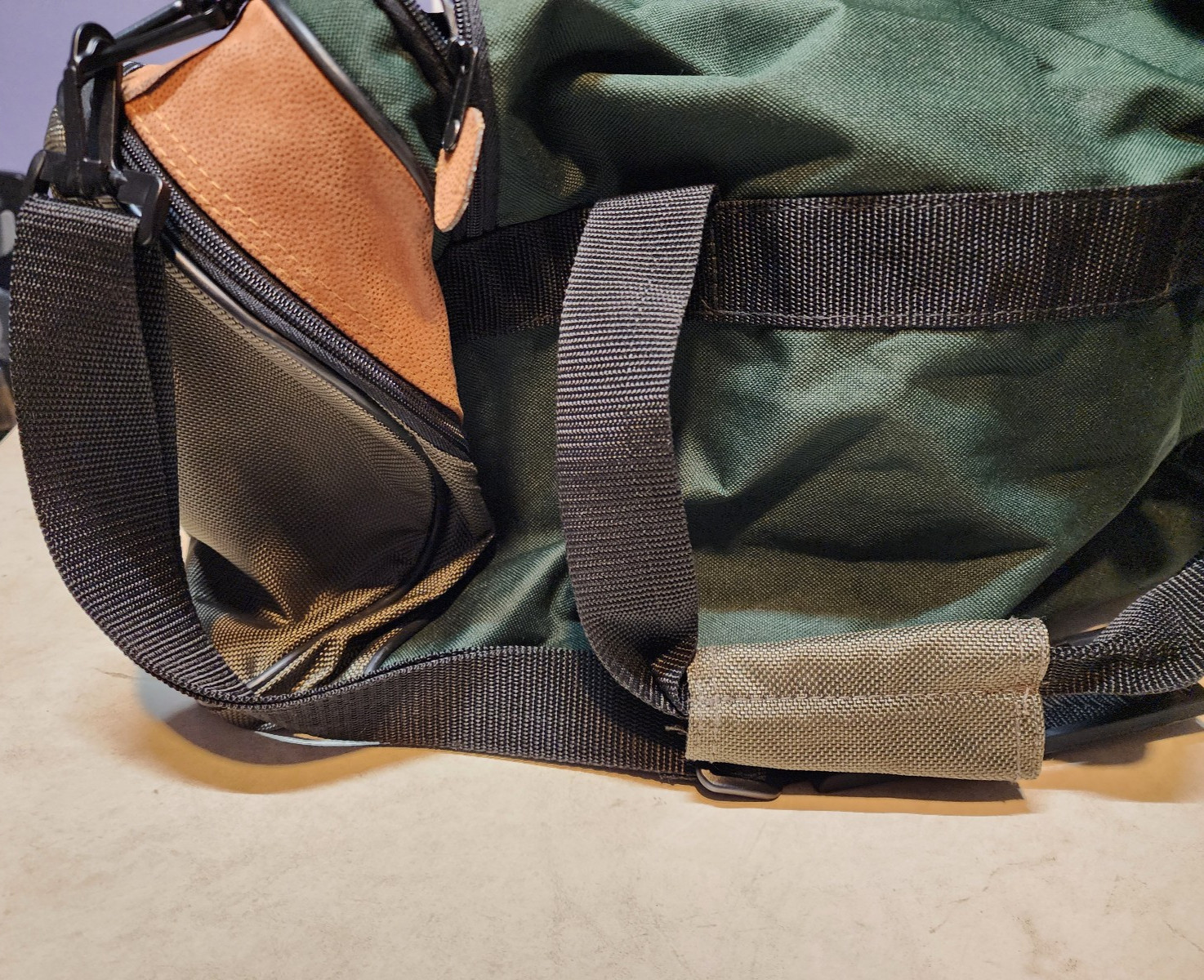 Jeep Duffle Bag Vintage 90s Patch Logo Travel Equipment Green And Tan