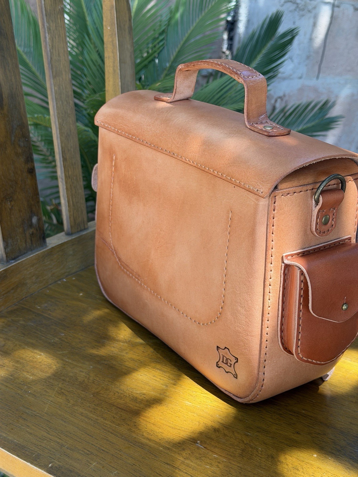 Brown Messenger Bag Medium Buckle Closure Top Handle with Outer Pockets