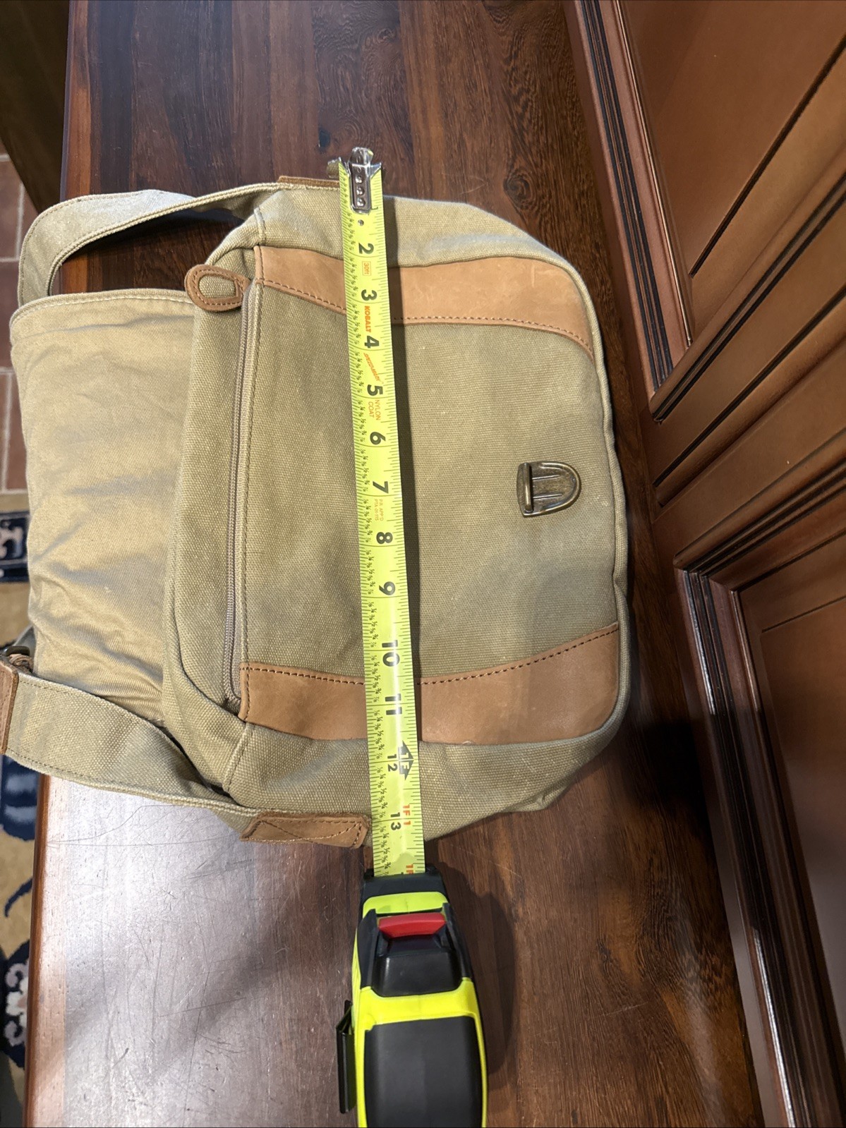 Vintage LL Bean Beige Canvas Leather Buckle Crossbody Shoulder Bag 13 x 3 x 9 in