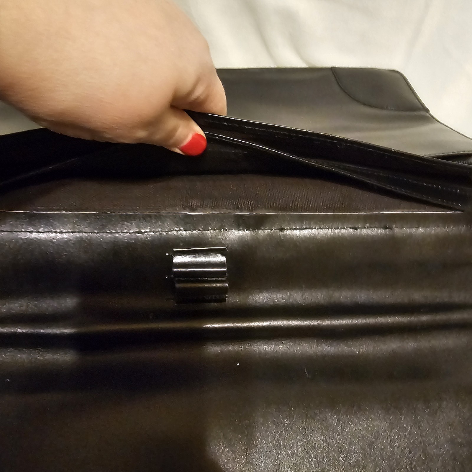 Vintage Hau’s Black Leather Attache Bag Briefcase 5 Pockets Key Incl 15.5x11in