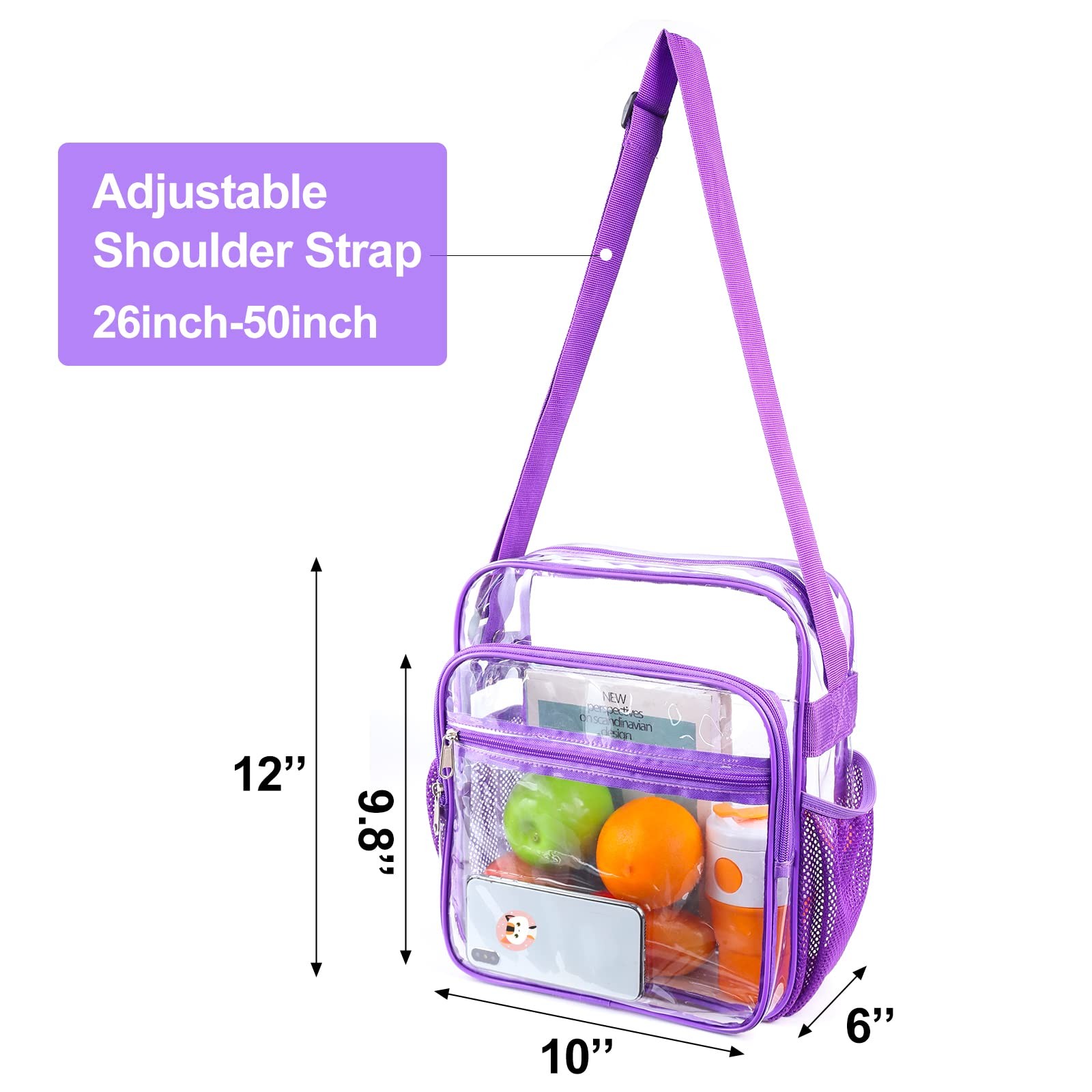 Clear Bag Stadium Approved, Clear Crossbody Messenger Shoulder Bag with Adjus…
