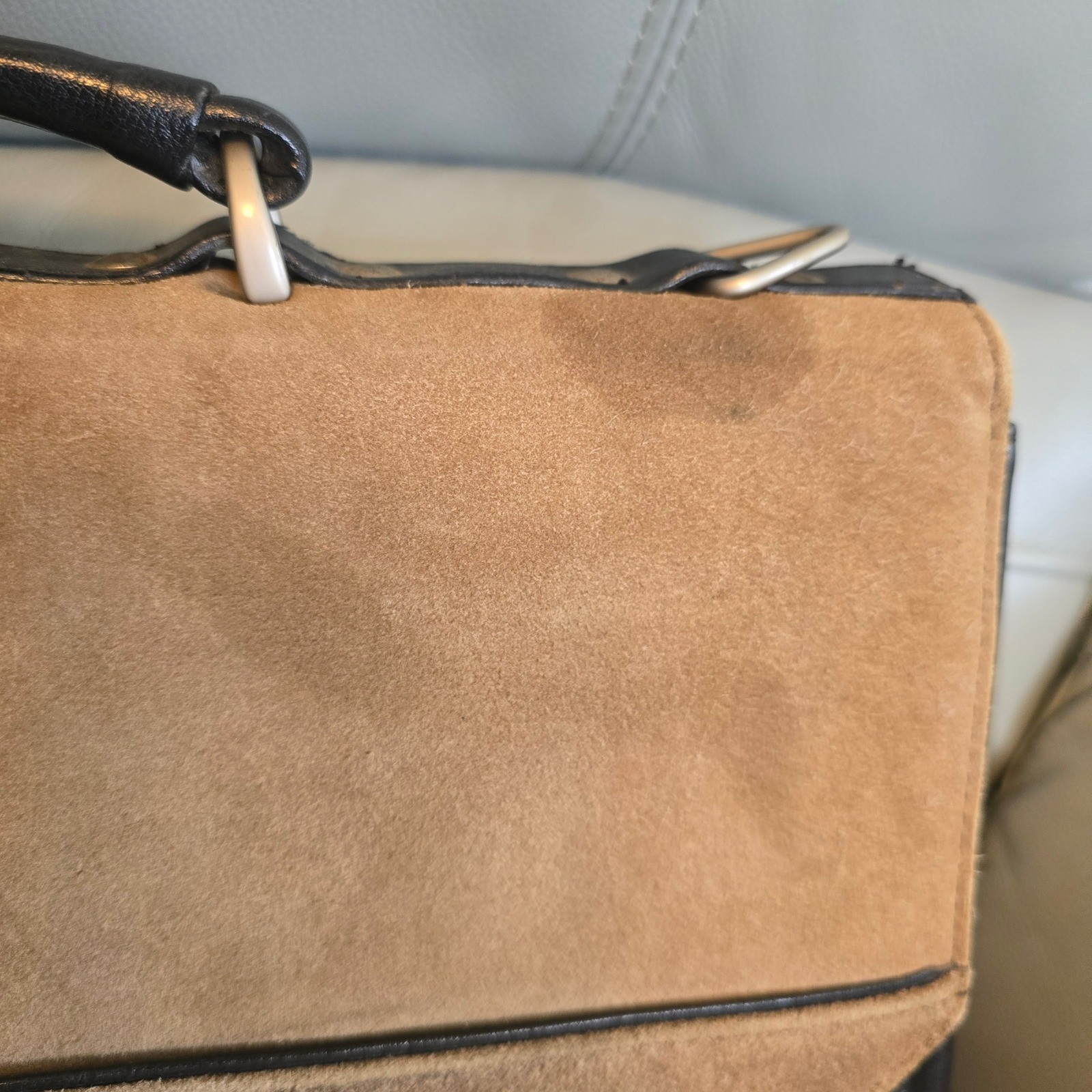 Stetson Mens Suede Leather Briefcase Tan Brown Laptop Messenger Bag Vintage