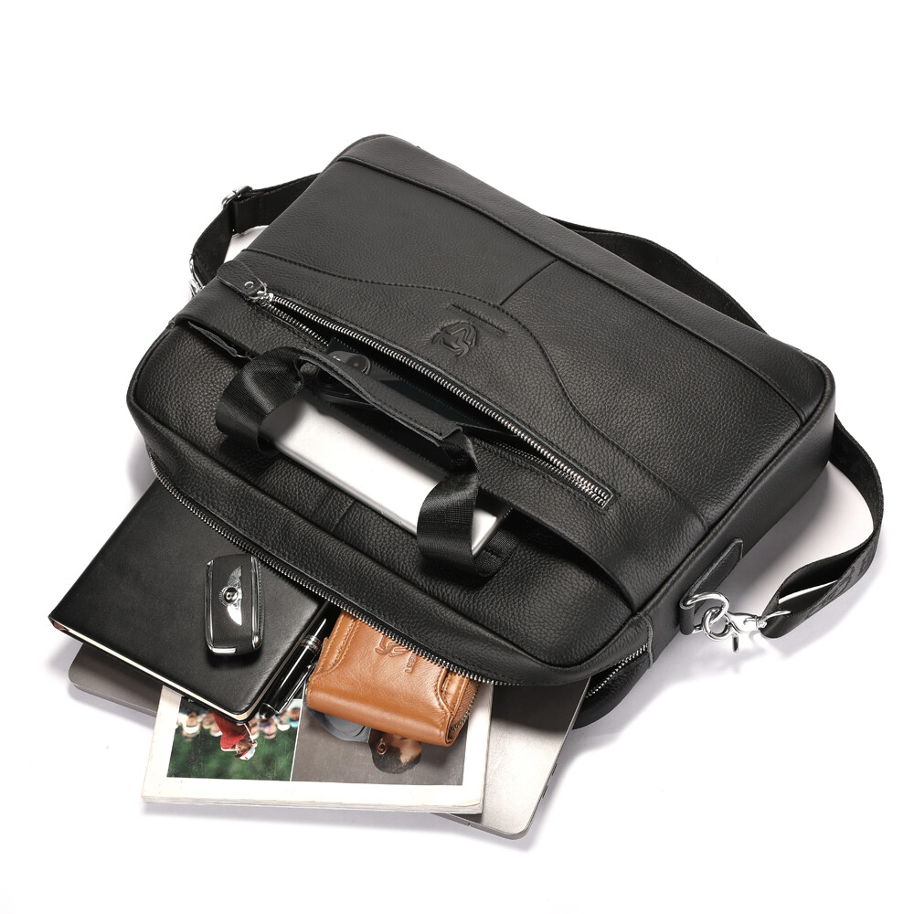 Men Genuine Leather Briefcase Shoulder Messenger Bag Business Work Bag Handbag Q