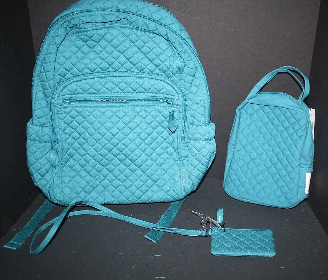 Vera Bradley Forever Green Campus Backpack Lunch Bunch LANYARD ID