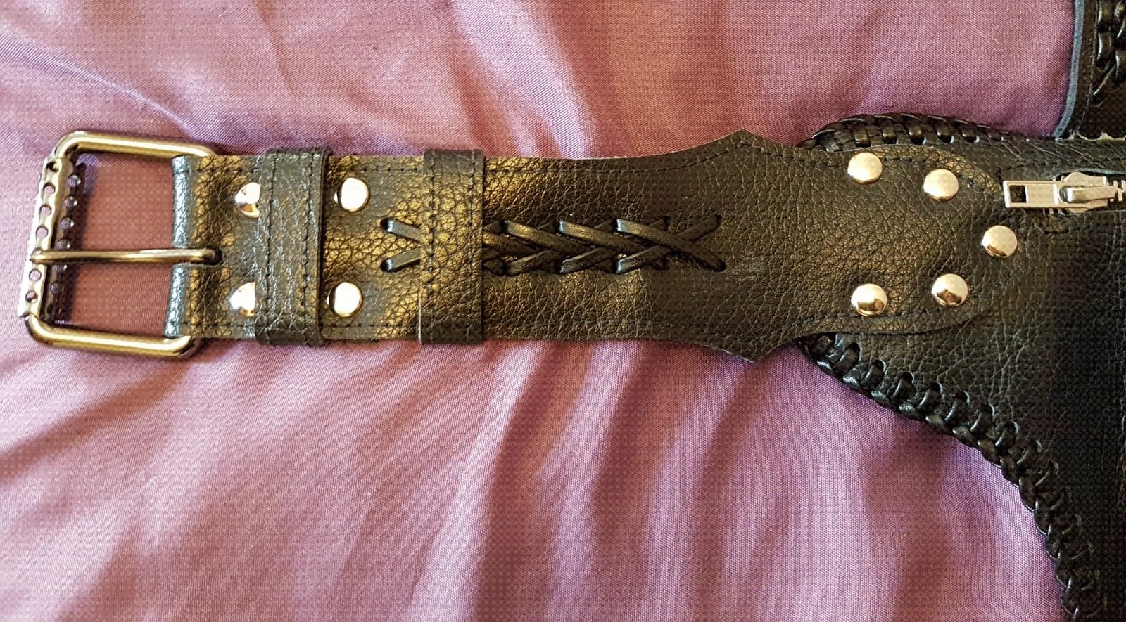 Leather & Seasnake Utility Belt Pouch Biker Hip Money Belt Larp Steampunk
