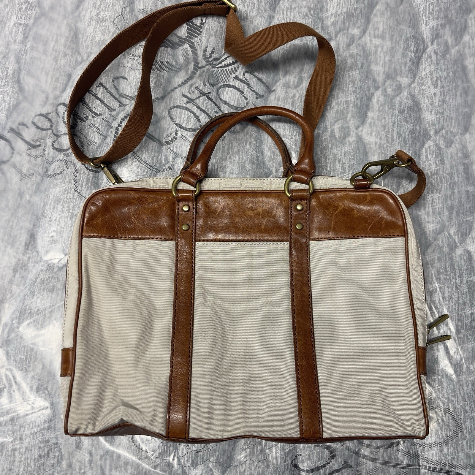 Fossil estate document Messenger Bag Shoulder Bag Leather Handles Twill Leather.